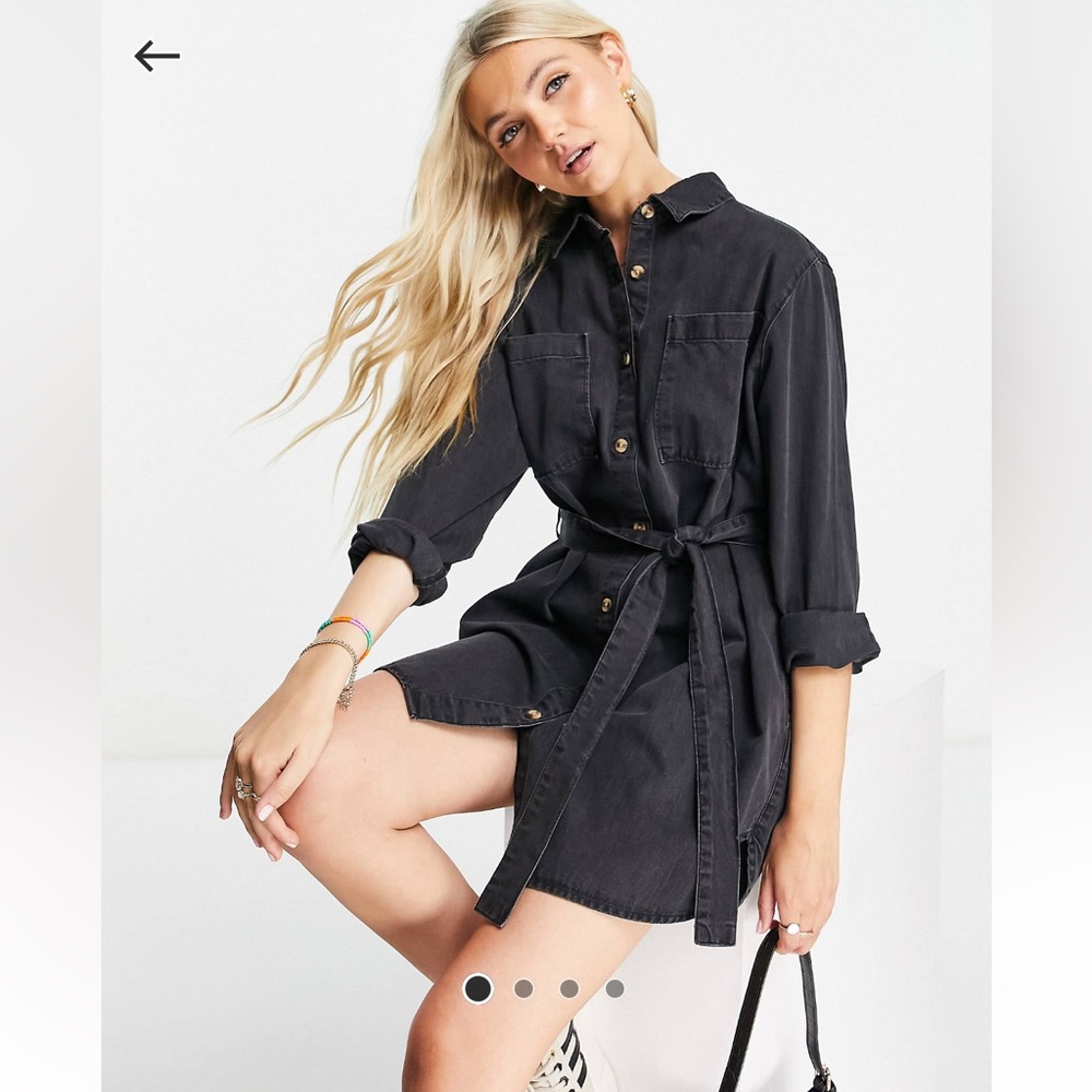 Black Denim Dress with Tie